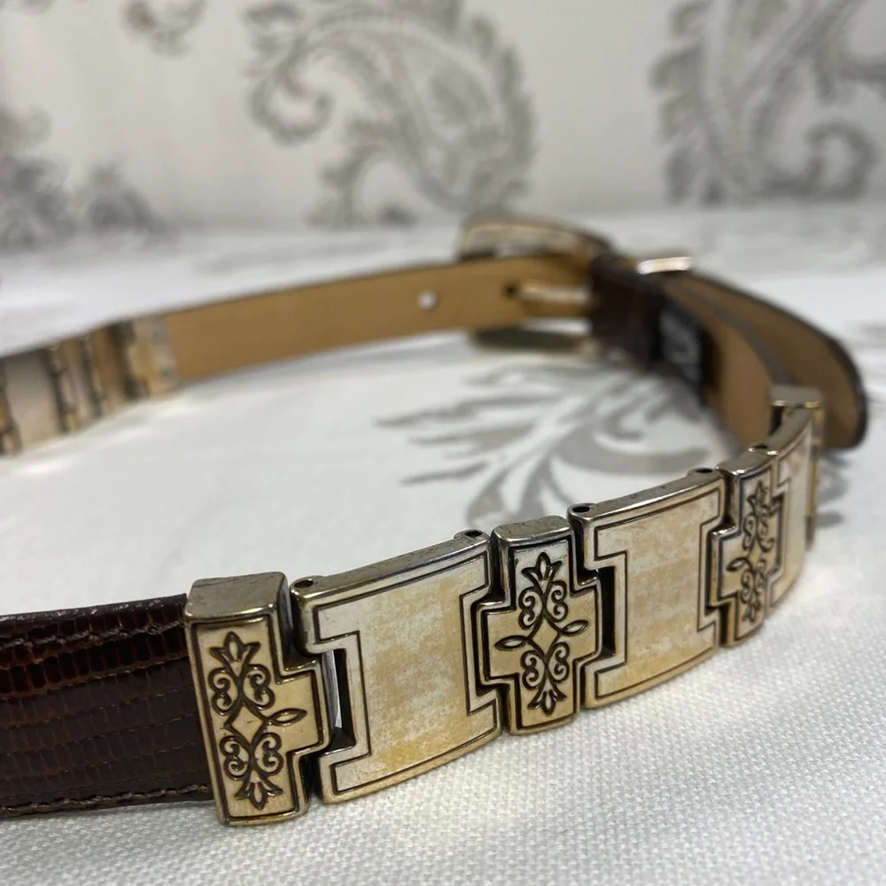 Brighton VINTAGE cowgirl MADE IN USA Belt Leather Silver Metal Faux Snake 40609‎